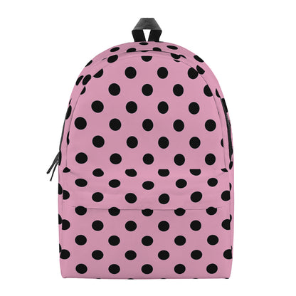 Pink And Black Polka Dot Pattern Print Backpack