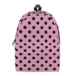 Pink And Black Polka Dot Pattern Print Backpack
