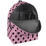 Pink And Black Polka Dot Pattern Print Backpack