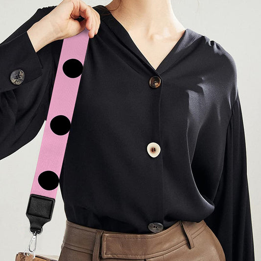 Pink And Black Polka Dot Pattern Print Bag Strap