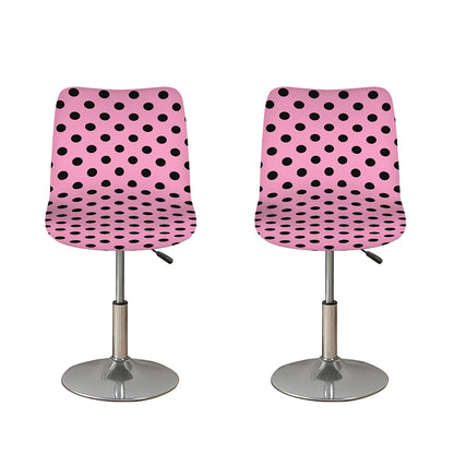 Pink And Black Polka Dot Pattern Print Bar Stool Covers