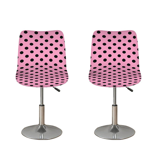 Pink And Black Polka Dot Pattern Print Bar Stool Covers