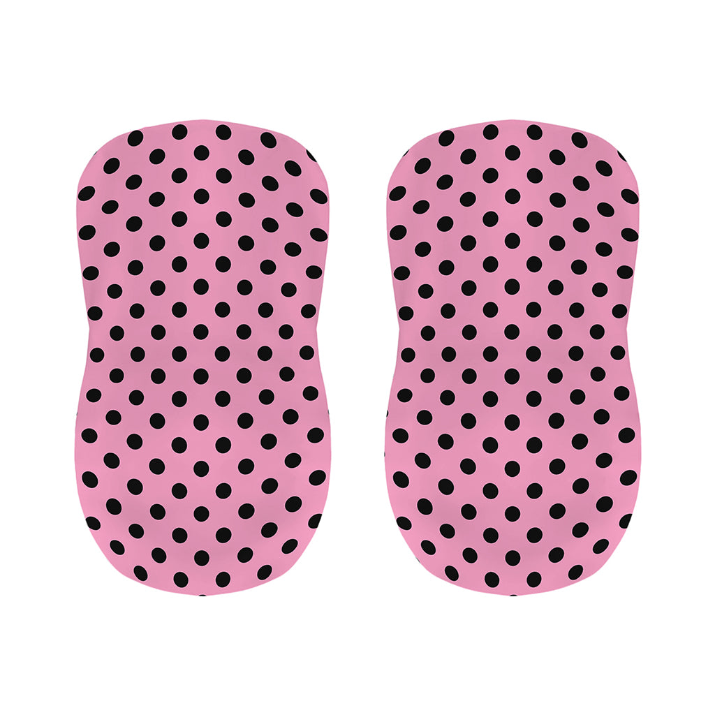 Pink And Black Polka Dot Pattern Print Bar Stool Covers