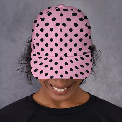 Pink And Black Polka Dot Pattern Print Baseball Cap