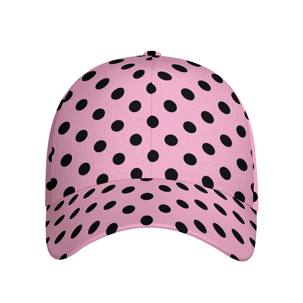Pink And Black Polka Dot Pattern Print Baseball Cap