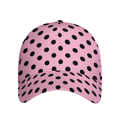 Pink And Black Polka Dot Pattern Print Baseball Cap