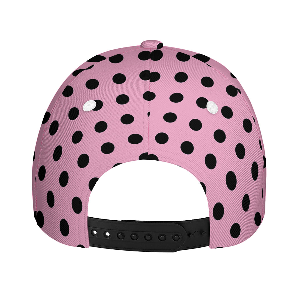 Pink And Black Polka Dot Pattern Print Baseball Cap