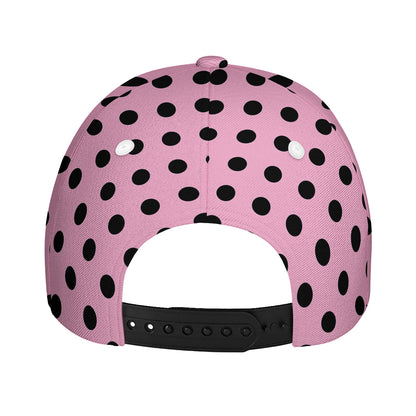 Pink And Black Polka Dot Pattern Print Baseball Cap