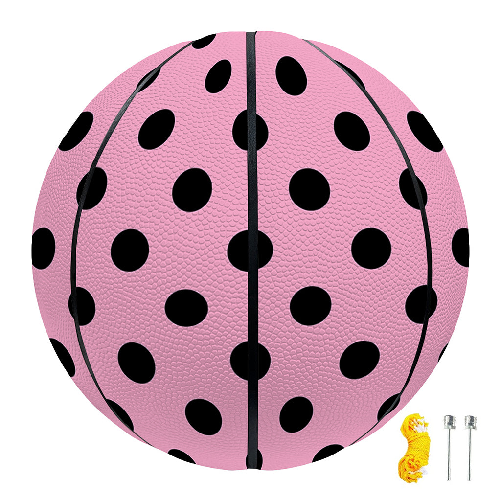 Pink And Black Polka Dot Pattern Print Basketball