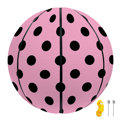 Pink And Black Polka Dot Pattern Print Basketball
