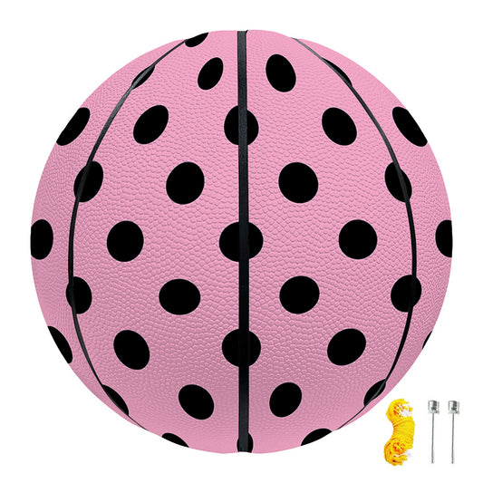 Pink And Black Polka Dot Pattern Print Basketball