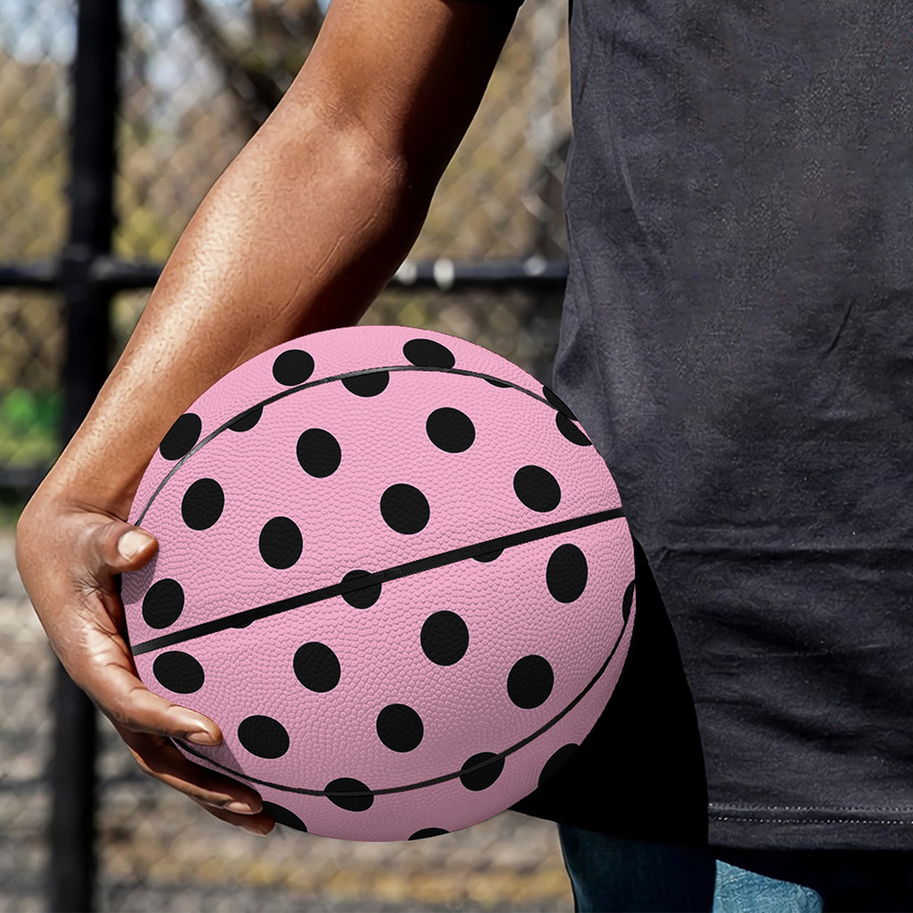 Pink And Black Polka Dot Pattern Print Basketball