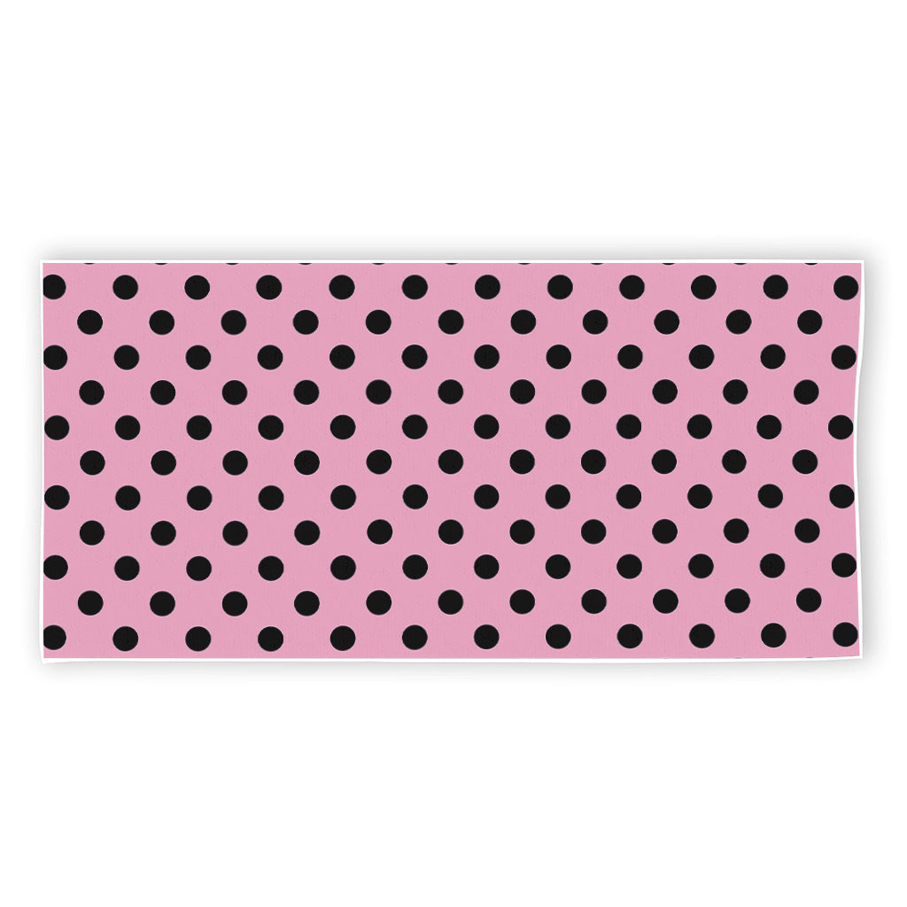 Pink And Black Polka Dot Pattern Print Beach Towel