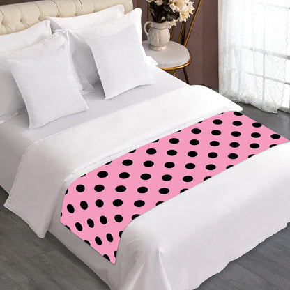 Pink And Black Polka Dot Pattern Print Bed Runner