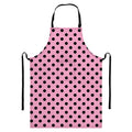 Pink And Black Polka Dot Pattern Print Bib Apron With Pocket