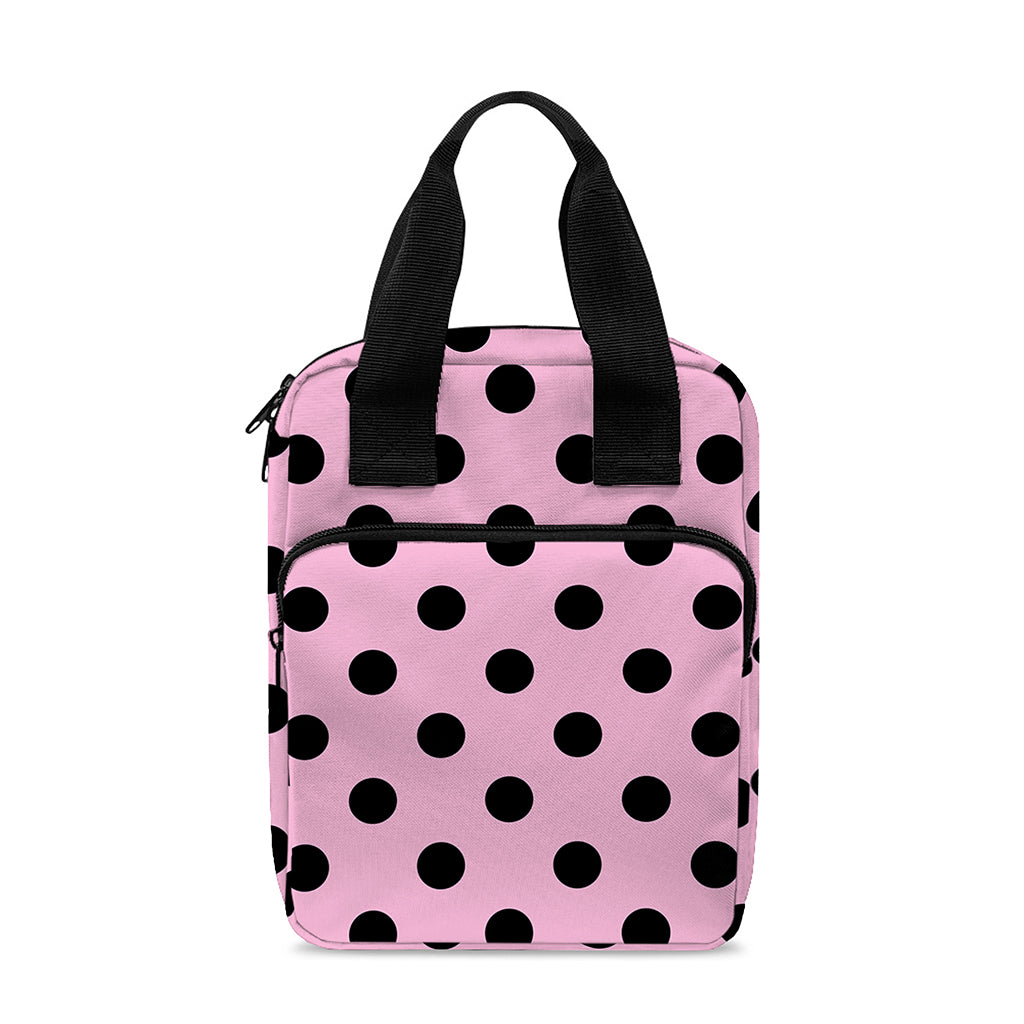 Pink And Black Polka Dot Pattern Print Bible Tote Bag