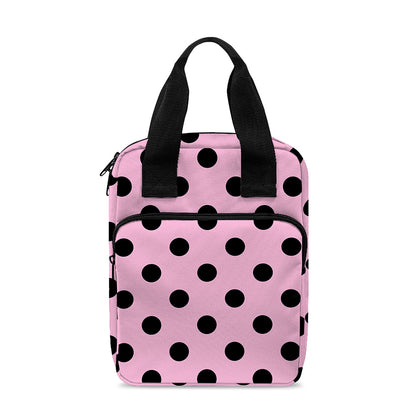 Pink And Black Polka Dot Pattern Print Bible Tote Bag