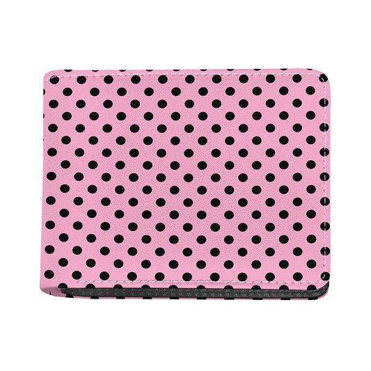 Pink And Black Polka Dot Pattern Print Bifold Wallet