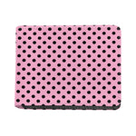 Pink And Black Polka Dot Pattern Print Bifold Wallet