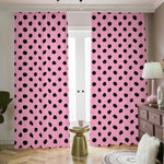 Pink And Black Polka Dot Pattern Print Blackout Pencil Pleat Curtains