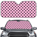 Pink And Black Polka Dot Pattern Print Car Windshield Sun Shade