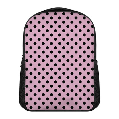 Pink And Black Polka Dot Pattern Print Casual Backpack