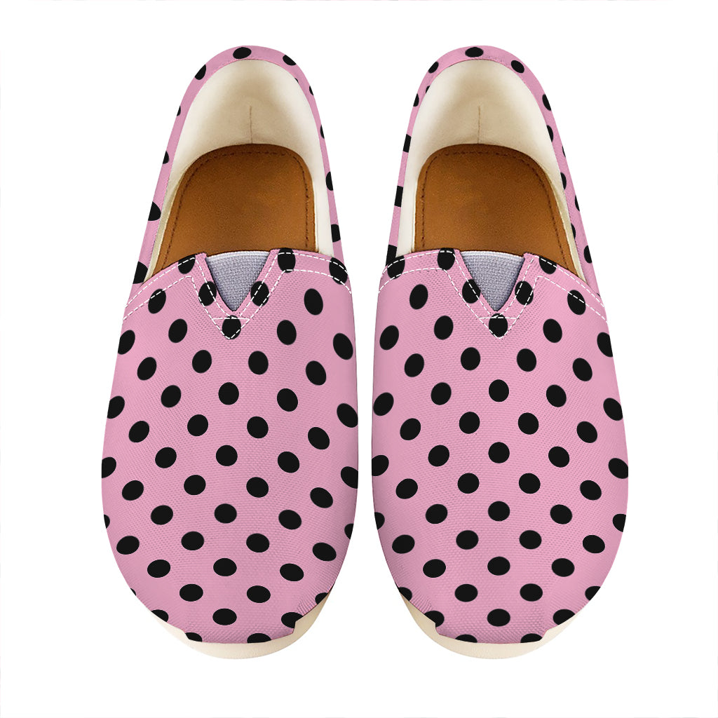 Pink And Black Polka Dot Pattern Print Casual Shoes