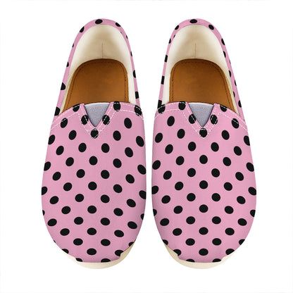 Pink And Black Polka Dot Pattern Print Casual Shoes