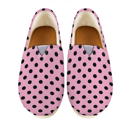 Pink And Black Polka Dot Pattern Print Casual Shoes