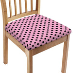 Pink And Black Polka Dot Pattern Print Chair Cushion Cover