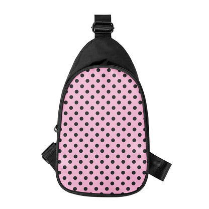Pink And Black Polka Dot Pattern Print Chest Bag
