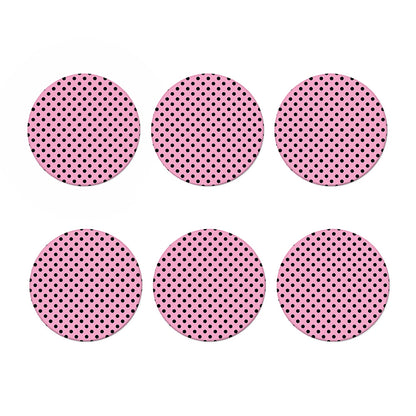 Pink And Black Polka Dot Pattern Print Coaster Set