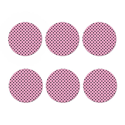 Pink And Black Polka Dot Pattern Print Coaster Set
