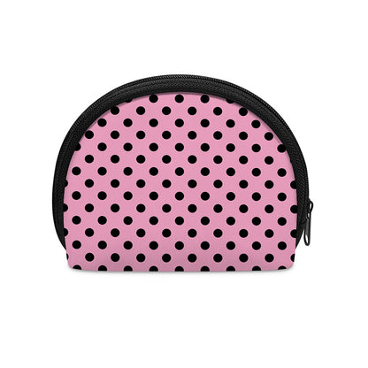 Pink And Black Polka Dot Pattern Print Coin Purse