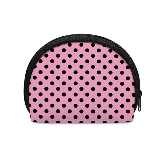 Pink And Black Polka Dot Pattern Print Coin Purse