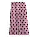 Pink And Black Polka Dot Pattern Print Cotton Front Slit Maxi Skirt