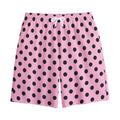 Pink And Black Polka Dot Pattern Print Cotton Shorts