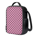 Pink And Black Polka Dot Pattern Print Crossbody Lunch Bag
