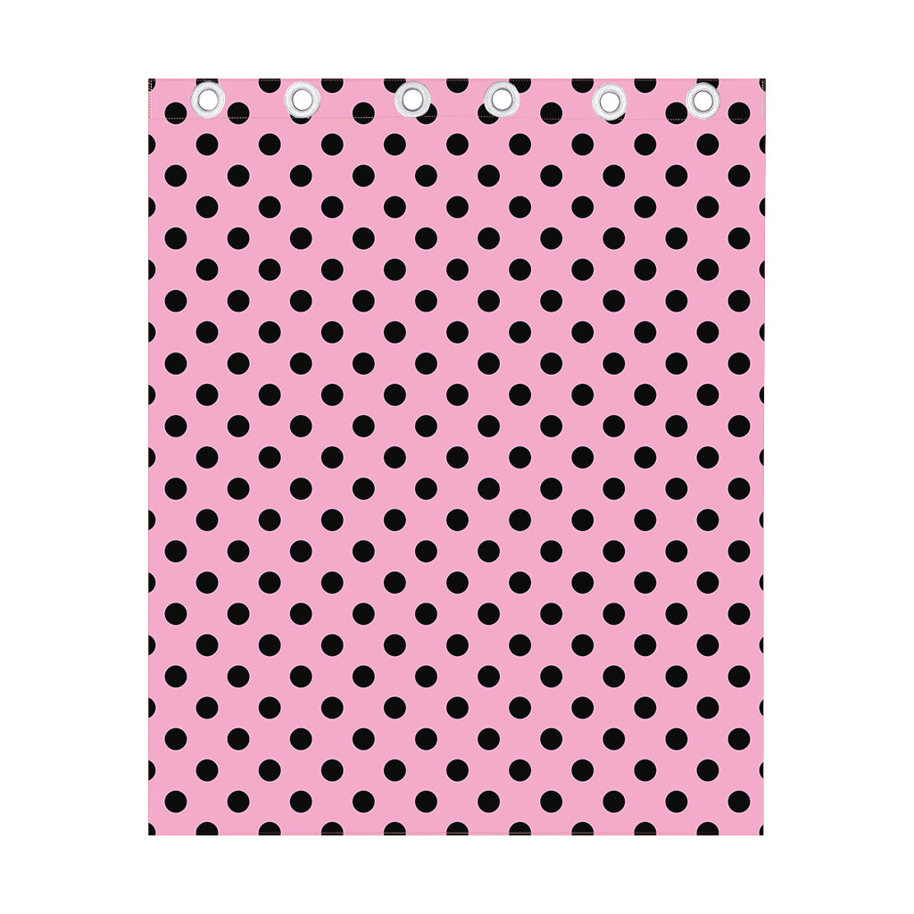 Pink And Black Polka Dot Pattern Print Curtain
