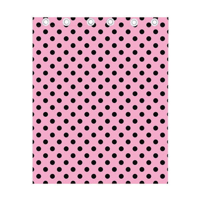 Pink And Black Polka Dot Pattern Print Curtain