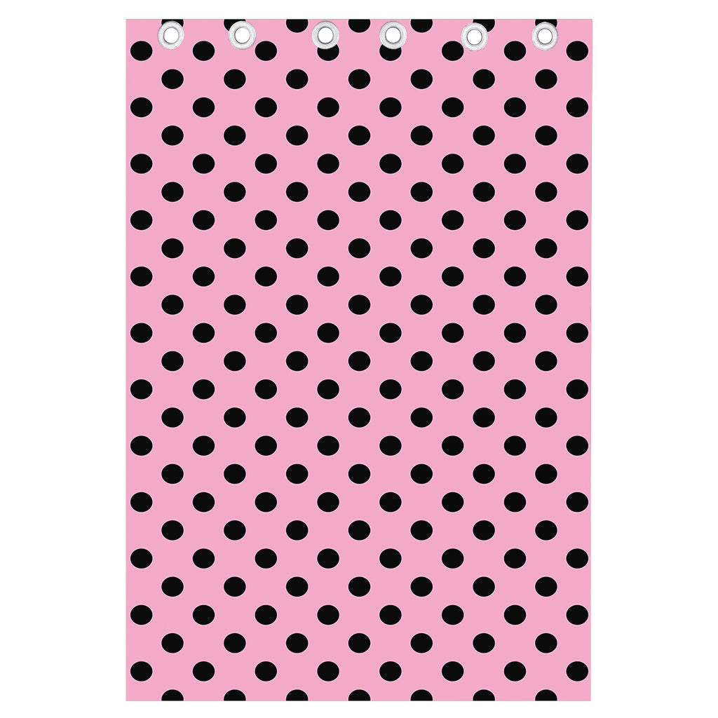 Pink And Black Polka Dot Pattern Print Curtain