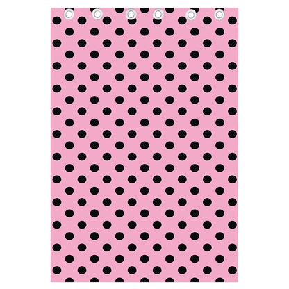 Pink And Black Polka Dot Pattern Print Curtain