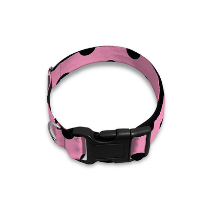 Pink And Black Polka Dot Pattern Print Dog Collar