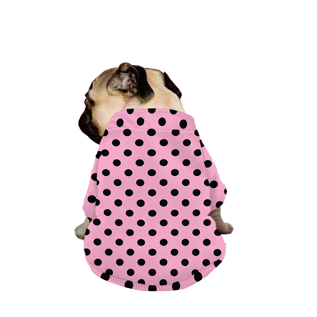 Pink And Black Polka Dot Pattern Print Dog Zip Up Jacket