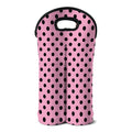 Pink And Black Polka Dot Pattern Print Double Neoprene Wine Tote