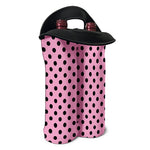 Pink And Black Polka Dot Pattern Print Double Neoprene Wine Tote