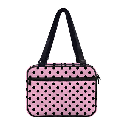 Pink And Black Polka Dot Pattern Print Double Strap Bible Bag
