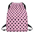 Pink And Black Polka Dot Pattern Print Drawstring Backpack