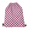 Pink And Black Polka Dot Pattern Print Drawstring Bag