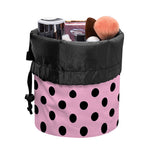 Pink And Black Polka Dot Pattern Print Drawstring Makeup Bag